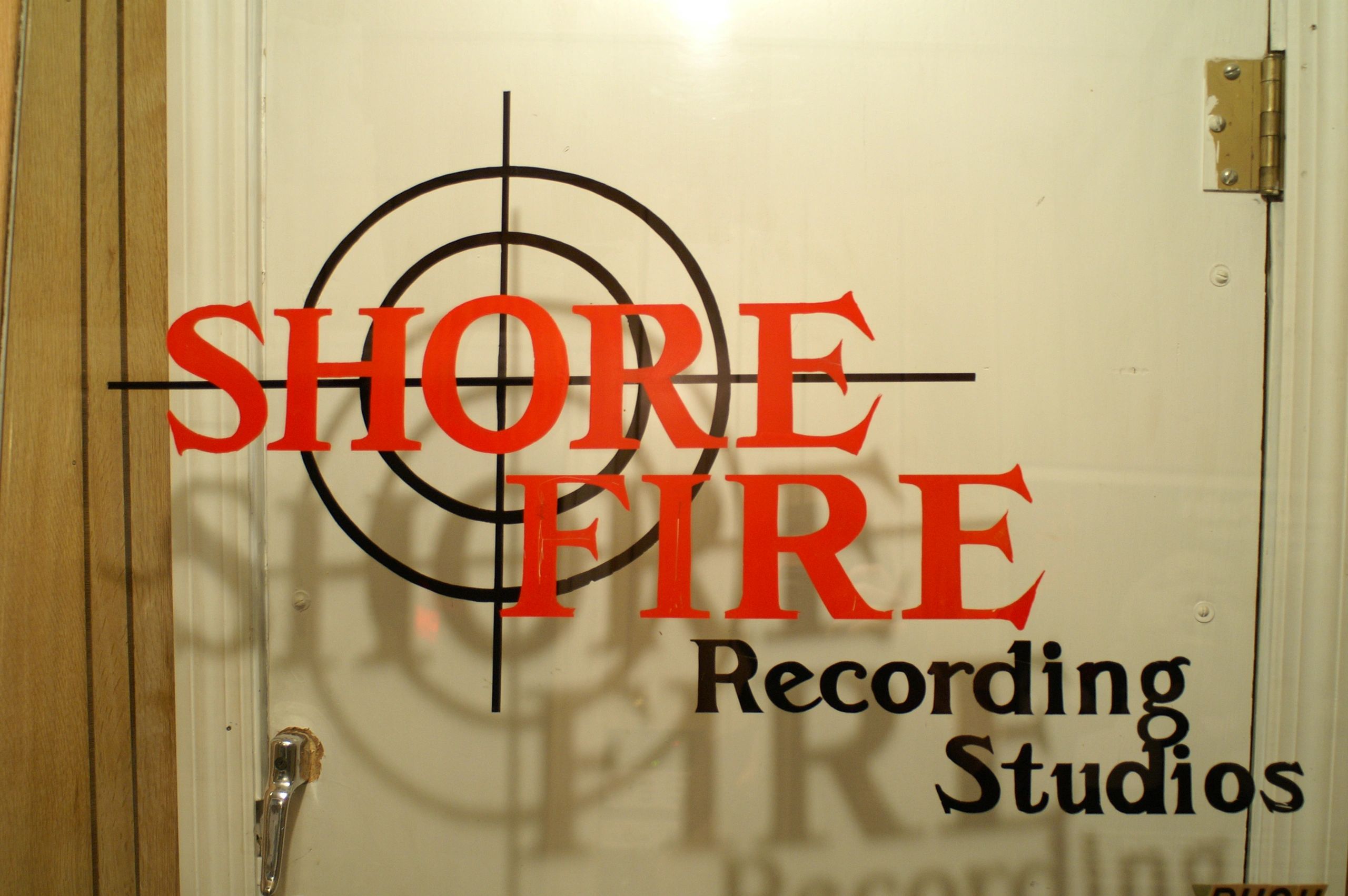 Shore Fire Recording Studios door sign